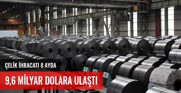 ÇELİK İHRACATI 8 AYDA 9,6 MİLYAR DOLARA ULAŞTI