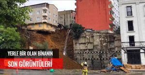 BEYOĞLU'NDAKİ YERLE BİR OLAN BİNANIN YENİ GÖRÜNTÜLERİ